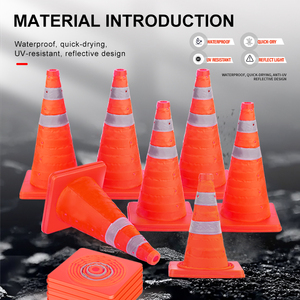 Coni di sicurezza del traffico arancione per traffico stradale pieghevoli per Pc coni di parcheggio con collari riflettenti - Product Image 4