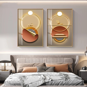 Cadre abstrait de luxe géométrique lumière et anneau circulaire images d'art mural <span class=keywords><strong>peinture</strong></span> en porcelaine de cristal pour la décoration de la maison et du salon - Product Image 5