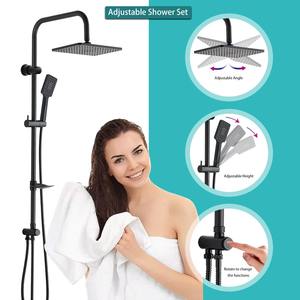 Leelongs usine en acier inoxydable salle de bain luminaire de douche montage mural ensemble complet de robinet noir mat ensemble de douche pour salle de bain - Product Image 4