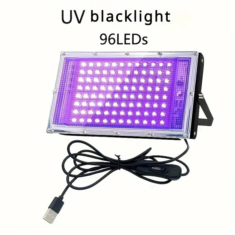 100W LED UV Spot Lamp Waterproof USB Floodlight for Party Decor Halloween Glow Lamp Ultraviolet Lamp