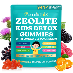 Gomitas Veganas de Zeolita Acentiallabs <span class=keywords><strong>9</strong></span> en 1, Suplementos Dietéticos Diarios, Gomitas de Zeolita <span class=keywords><strong>Detox</strong></span> para Niños, Apoyo Digestivo y para los Huesos - Product Image 1