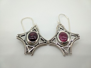 Boucles d'oreilles en grenat véritable, argent sterling 925, bijoux faits à la main, style bohème vintage pour femmes, vente en gros - Product Image 6
