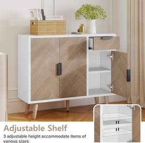 Mobile Buffet Indipendente con Pannello Laterale e Spazio di Archiviazione per Soggiorno e Cucina dal Design Semplice - Product Image 3