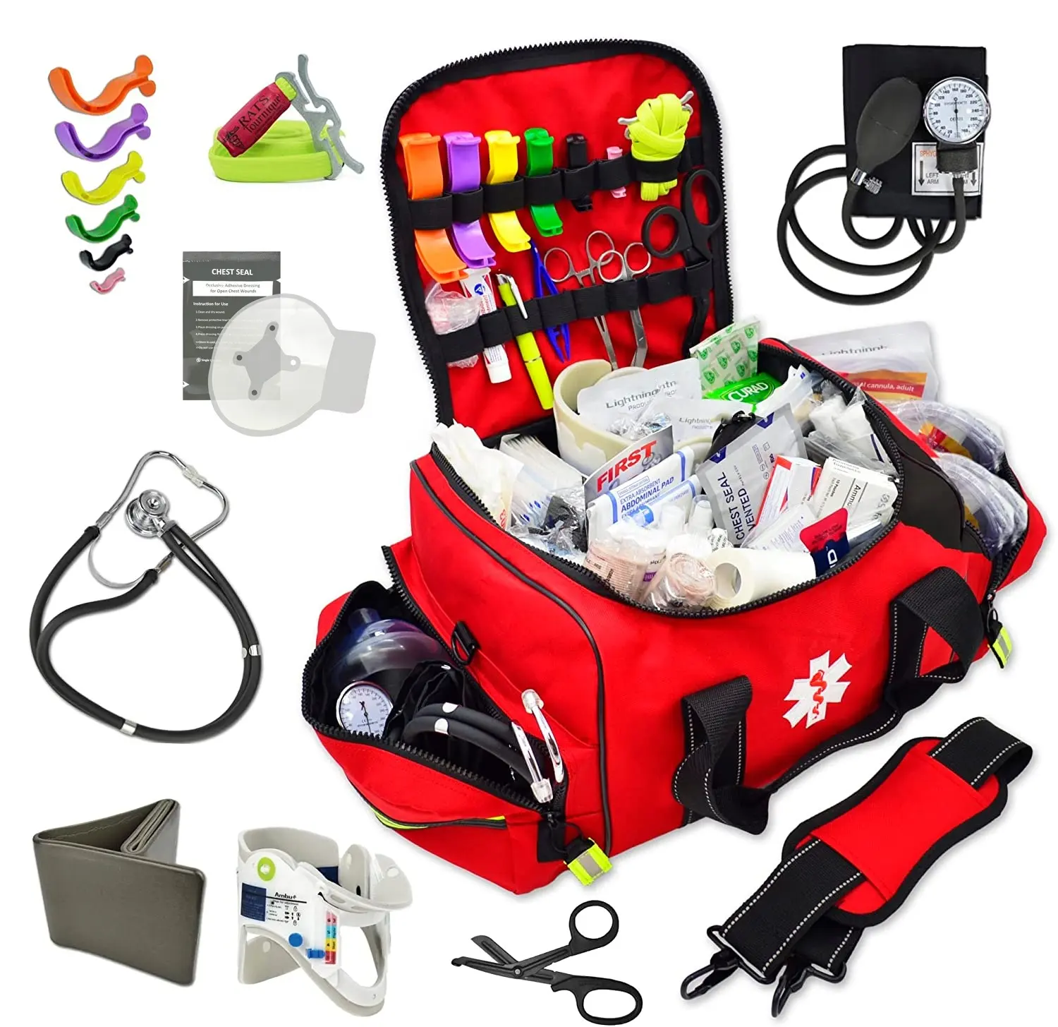 Trousse de premiers soins durable pour traumatologie Kit de traumatologie paramédical d'urgence Kit de fournitures médicales d'urgence