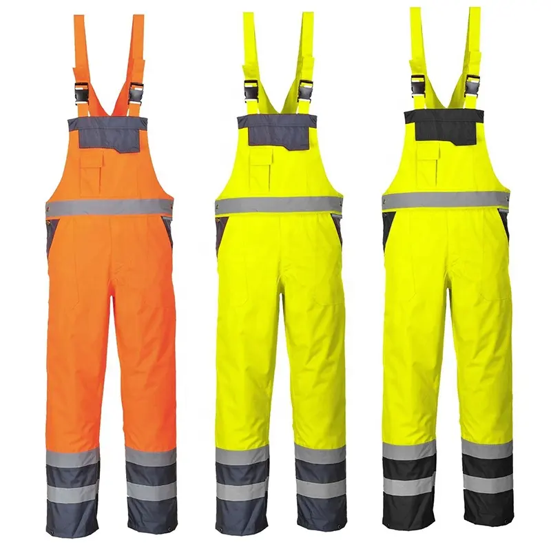 Winter Hi Vis Overall Bib Broek Cargo Fluorescerende Veiligheid Broek Werkkleding