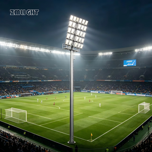 Poteau d'éclairage industriel à mât haut 15m 20m 25m 30m 35m 40m en acier Q355 galvanisé à chaud pour stade de football et arène - Product Image 1