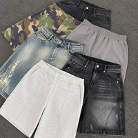 Pantalones Cortos de Mezclilla con Cintura Elástica para Hombre, Talla Grande, Pantalones Cortos de Mezclilla Blancos, Jorts Largos con Diseño de Pantalones Cortos de Mezclilla Blancos y Dorados para Hombre