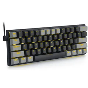 Fábrica de China personalizada 61 teclas 60% interfaz tipo C teclado de retroiluminación LED con cable para Teclado mecánico de juegos