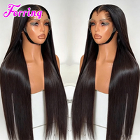 Wig Rambut Asli Vietnam HD Lace Frontal, Wig Lurus Tanpa Lem dengan Kutikula Sejajar, Wig Lace Front untuk Wanita Kulit Hitam