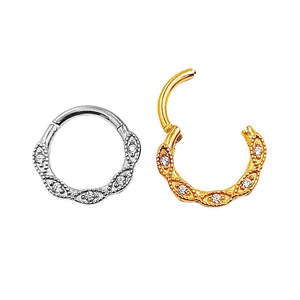 Sıcak Satış Altın Kaplama Paslanmaz Çelik Gövde Takısı Yaprak Zirkon Burun Halkası Küpe Piercing Takı 16G - Product Image 4