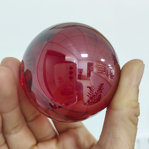 ลูกปัดทรงกลมสีแดงขนาด 40 มม. 50 มม. ประดับด้วยเพชร CZ คิวบิกเซอร์โคเนีย ไม่มีรู สำหรับโชว์ - Product Image 1