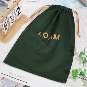 Sac à poussière réutilisable en sergé de coton pour la promotion de chapeau <span class=keywords><strong>Pochette</strong></span> à chaussures en mousseline de coton avec cordon de serrage imprimé de logo personnalisé - Product Image 4