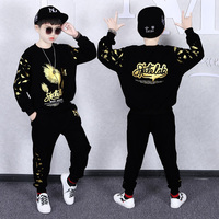 Ensemble de vêtements pour garçons d'automne : T-shirt et pantalon long, vêtements décontractés en coton pour enfants, ensemble de survêtement pour adolescents