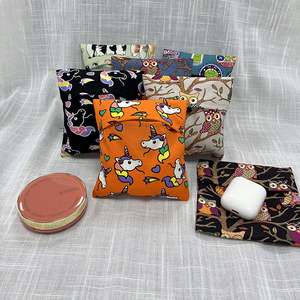 Factory Wholesale Eco-Friendly Cartoon Printed Drawstring Makeup Pouch Washed Canvas for <b>Handwarmer</b> Handbag Various Designs - Product Image 3