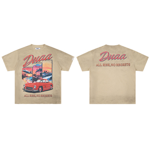 เสื้อยืด Duaa Style All Risk <span class=keywords><strong>No</strong></span> <span class=keywords><strong>Regrets</strong></span> สำหรับผู้ชายและผู้หญิง สไตล์วินเทจ ล้างสีแล้ว ประดับด้วยคริสตัล พิมพ์ลายรถคลาสสิก ทรงโอเวอร์ไซส์ แขนสั้น สตรีทแวร์ - Product Image 2