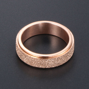 Rose Gold Frosted Rotating <b>Ring</b> <b>Titanium</b> Steel Unisex Everyday Wear SA493 - Product Image 4