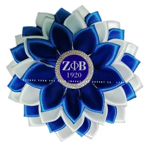 Wholesales 5x5 Inch Royal Blue and White Zeta Phi Beta Sorority Brooch Pin Handmade Flower Brooch