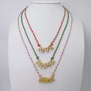 Set di Collane con Cordoncino Intrecciato all'Ingrosso, Collane con Ciondoli Lettera, Amore, Portafortuna e Ragazzo/Ragazza, in Stock - Product Image 4