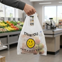 Sac de courses transparent en PE, sac de transport pour épicerie en HDPE, emballage de marché jetable imprimé sur mesure