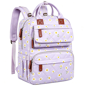 Sac à dos à langer pour bébé fille, grand format, motif floral, en polyester imperméable, toutes saisons, pour maman, travail, voyage, vacances, avec poches isothermes - Product Image 1