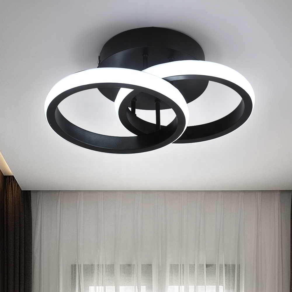 Modern LED Ceiling Lamp for Bedroom Villa Hallway Hotel Lounge White Black 20W Soft Rubber Aluminum Elegant Lighting