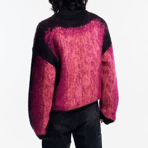 OEM y ODM personalizado Color de bloqueo de los hombres de algodón de moda suéter de cuello redondo de punto - Product Image 5