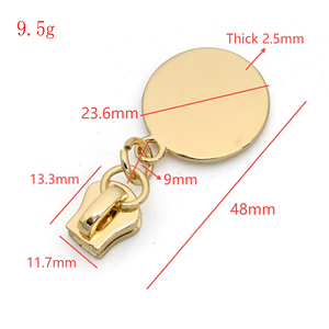 Cloxy DIY bolsa de Ropa Accesorios de costura #5 tirador de cremallera de Metal dorado claro con etiqueta redonda bolsa de ropa deslizador de cremallera #5 - Product Image 2