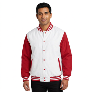 Veste en laine personnalisée pour homme, col montant, style universitaire, avec manches en cuir, veste d'hiver fine de type Letterman pour la vente en gros - Product Image 1