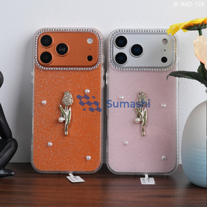 Funda de Teléfono de Lujo con Brillantina y Pedrería 3D, con Rosa y Perla, para <span class=keywords><strong>iPhone</strong></span> 15 14 13 <span class=keywords><strong>12</strong></span> Pro Max - Product Image 4