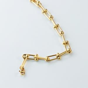 Factory Bulk U Shape Paperclip Link <b>Bracelet</b> Stainless Steel <b>Gold</b> Ball Interlocking Chain Waterproof Ladies Daily Wear <b>Bracelet</b> - Product Image 3