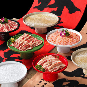 Xiangyuan <b>melamine</b> tableware <b>plates</b>, Chinese hot pot ingredient <b>plates</b>, restaurant round pastry afternoon tea snacks stemmed - Product Image 1