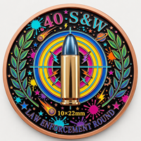 Pièce de monnaie en cuivre pur 999 de 1 oz, calibre .40, réplique de munition 3D en relief UV colorée, effet proof-like, artisanat métallique artistique