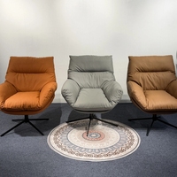 Fauteuil d'appoint pivotant moderne en cuir souple, fauteuil de relaxation individuel rotatif pour salon, chambre et hôtel
