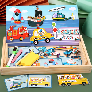 Puzzle magnétique éducatif pour la petite enfance, <span class=keywords><strong>carte</strong></span> au trésor plate en bois, jouets intelligents - Product Image 2