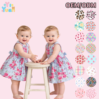 Robe tourbillon sans manches pour enfants filles, col rond, légère et extensible, motif floral papillon rose, pour les vacances d'été décontractées