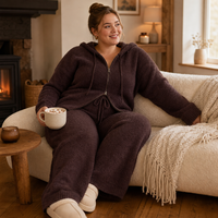 Pantalon en tricot pour femme avec logo personnalisé, tricoté, doux, à jambes larges, couleur unie, décontracté, mode hiver, en polyamide, fabrication OEM & ODM