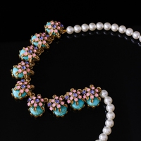 Nouveau collier en turquoise de style chinois, au look rétro et haut de gamme, ensemble de pierres naturelles vintage