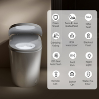 S037 Toilette intelligente avec capteur au pied, double chasse, télécommande, siphon en P, cuvette allongée, conception monobloc pour usage domestique et hôtelier