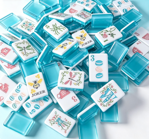 Serie Garden Party, Fondo Azul con Abejas, Decoración de Navidad de Lujo Plegable de 2 Capas con Grabado Americano Moderno - Product Image 4