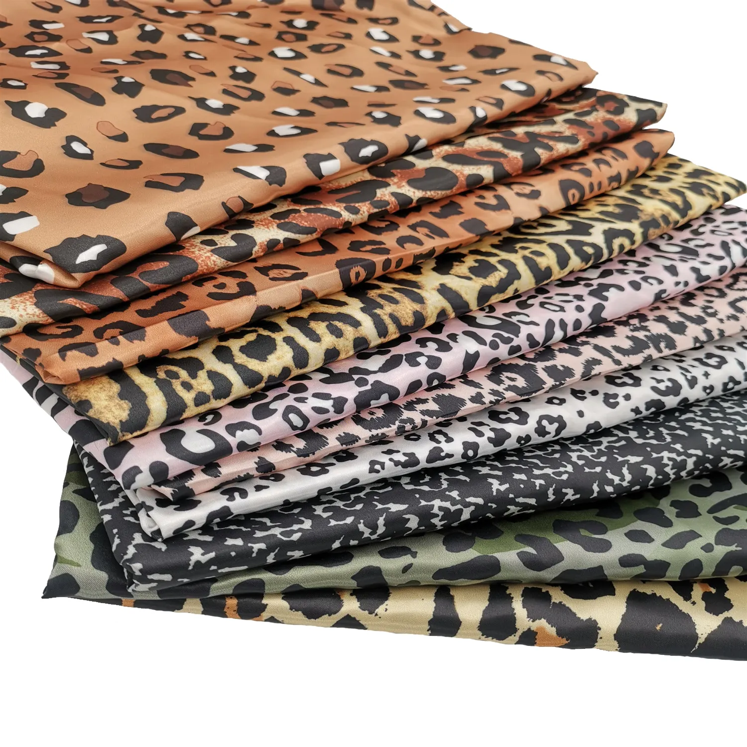 100% polyester leopard transfer printed silk like satin fabric pajama fabric