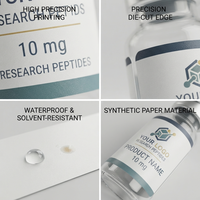 Étiquettes personnalisées pour flacons de peptides holographiques 3ml 5ml 10ml, autocollants en vinyle imperméables pour emballages pharmaceutiques et médicaux