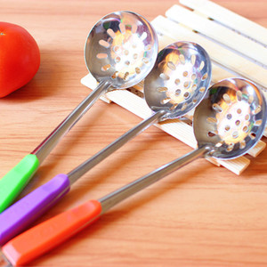 Colorful Handled Stainless Steel Soup Ladle, Kitchen Soup <b>Serving</b> <b>Spoon</b>, Stirring <b>Spoon</b>, Hanging Strainer, Hot Pot Ladle, - Product Image 1