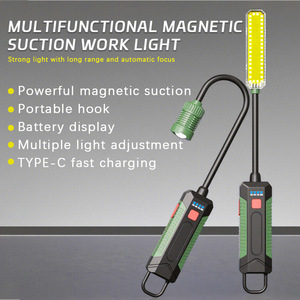 Lampe de travail multifonctionnelle à aspiration magnétique LED COB rechargeable portable avec crochet et charge rapide Type C - Product Image 1