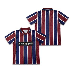 Maillots de football rayés vintage en gros, conception de logo personnalisé, impression par sublimation, pour adultes, 100 % polyester, séchage rapide - Product Image 1