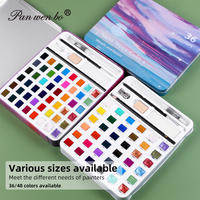 Ensemble de peinture à l'aquarelle professionnelle non toxique Panwenbo 36/48 couleurs avec boîte en métal pour artistes sur toile, papier, verre
