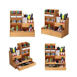 Scaffali in legno Organizer da scrivania multifunzionale a 3 livelli per
