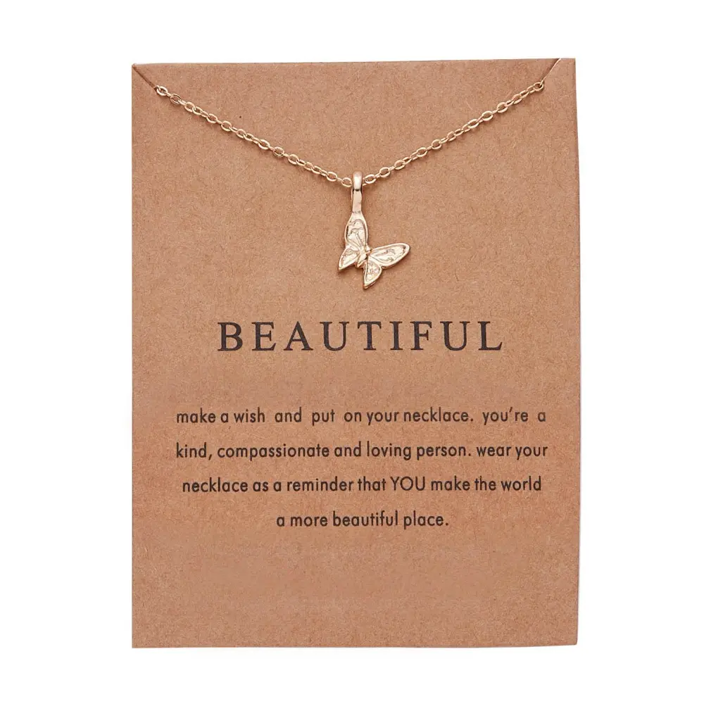 Fashion Gold-Color Stainless Steel Clavicle Chains Elephant Pearl Butterfly Pendant Necklace Women Jewelry