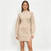 Robe longue en tricot côtelé rose pour femme, personnalisable OEM & ODM, haute qualité, vente en gros, modèle Harlow Midi