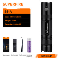 Lampe torche rechargeable en alliage d'aluminium S5-A pour la chasse, la défense personnelle et le vélo, mini, portable, avec batterie 18650, IP44, 500 lumens