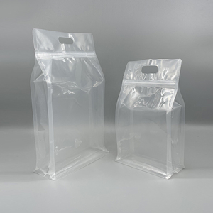Farina di <span class=keywords><strong>riso</strong></span> sottovuoto in plastica trasparente stand up pouch sacchetti a fondo piatto con chiusura a otto lati smerigliati trasparenti con cerniera e manico - Product Image 2